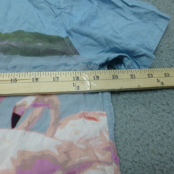 Duvin Shirt Mens Large Button Up Flamingo Blue Florida Beach Loop Collar - Picture 7 of 9